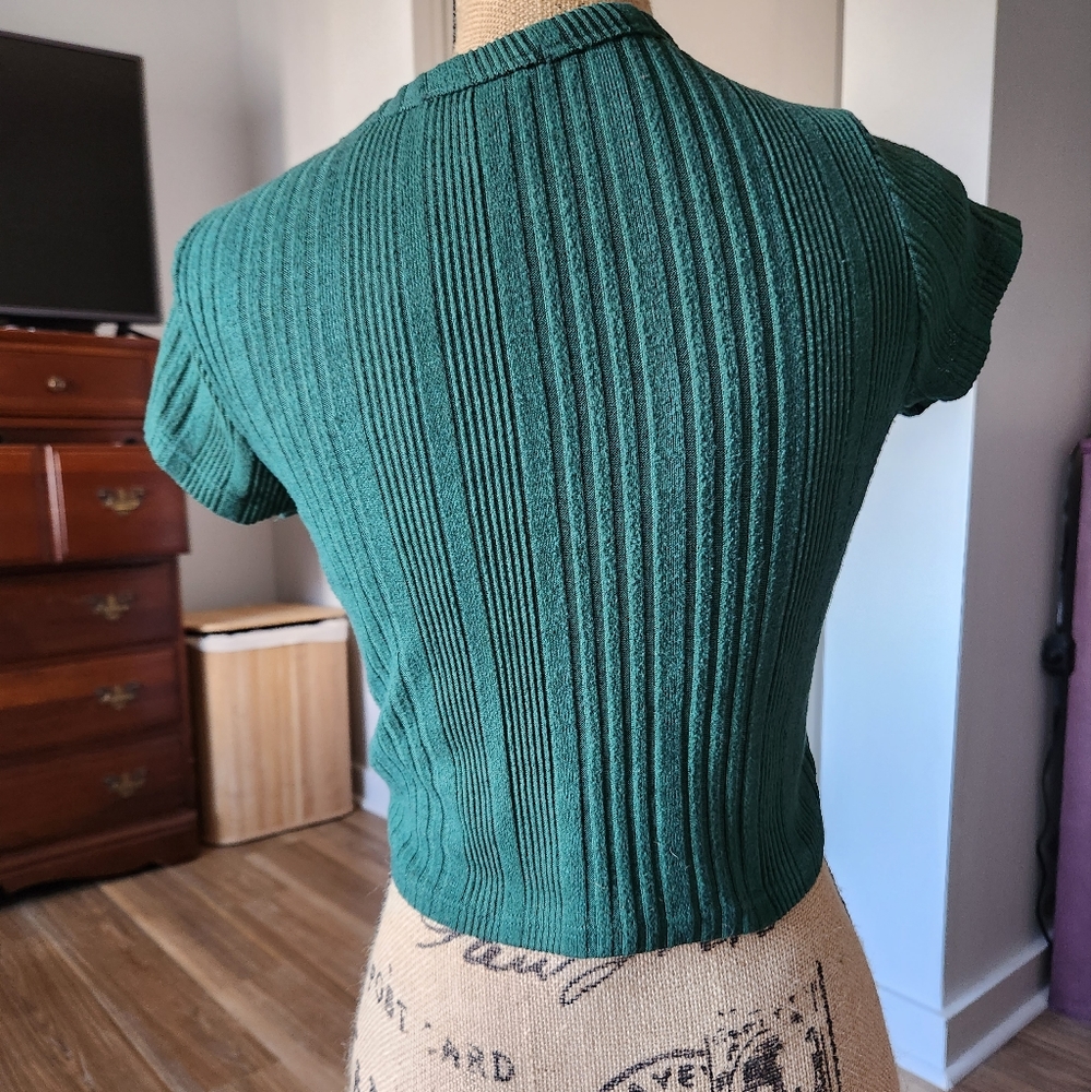 Green Ribbed Tee - Picture 2 of 3